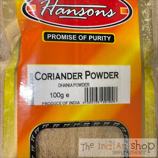 Hansons Coriander Powder - 100 g - Spices