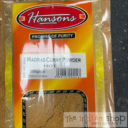 Hansons Curry Powder (Hot) - 100 g - Spices