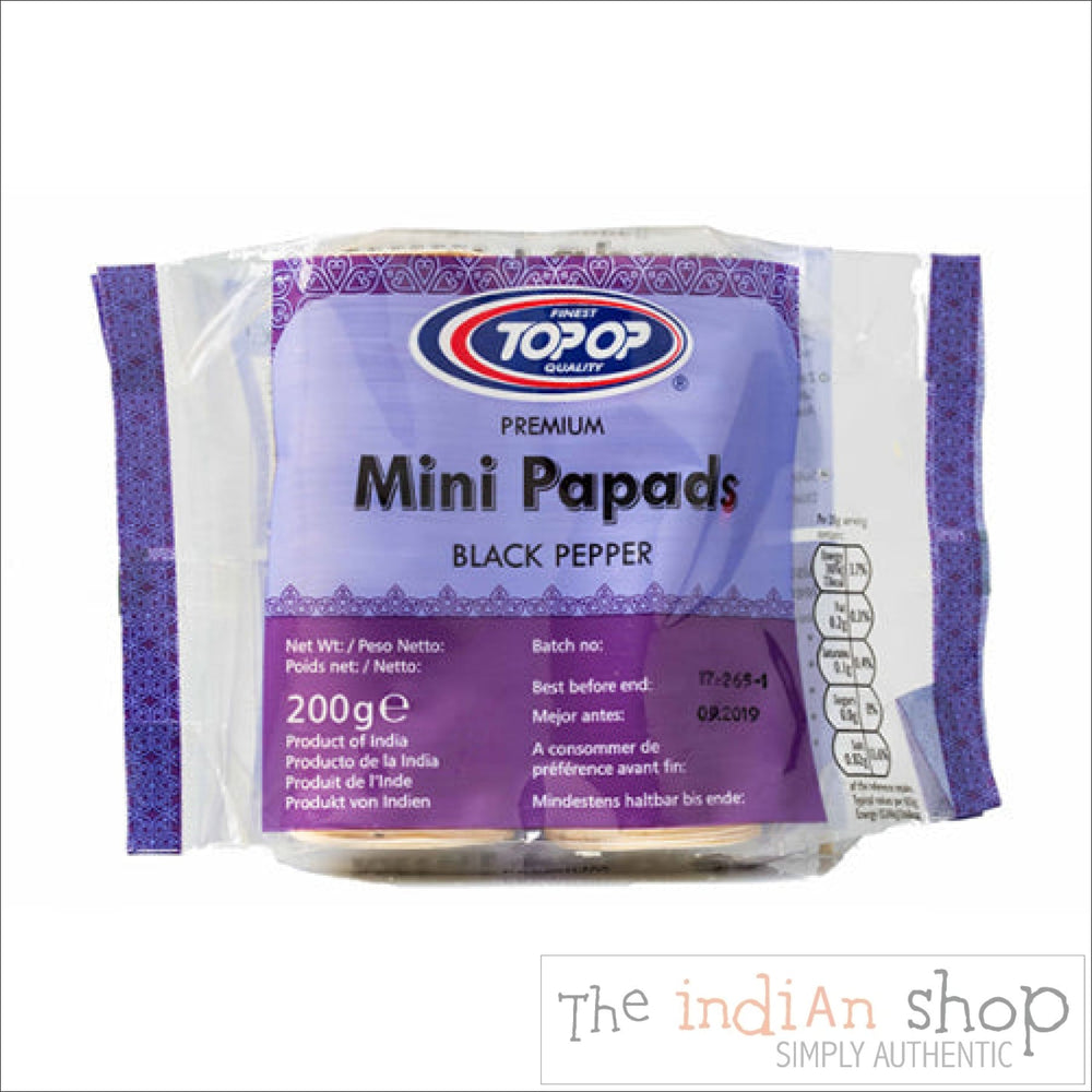 Top Op Mini Pappadoms Black Pepper - 200 g - Appallams