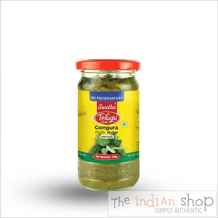 Telugu Foods Gongura (with Garlic) Pickle - 300 g - Pastes