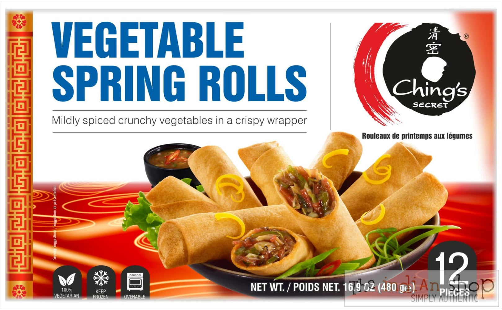 Chings Frozen Veg Spring Rolls - 480 g - Frozen Snacks