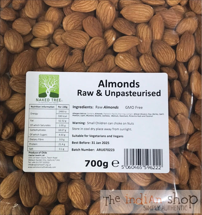 Naked Tree King Almonds Raw and Unpasteurised - 700 g - Nuts and Dried Fruits