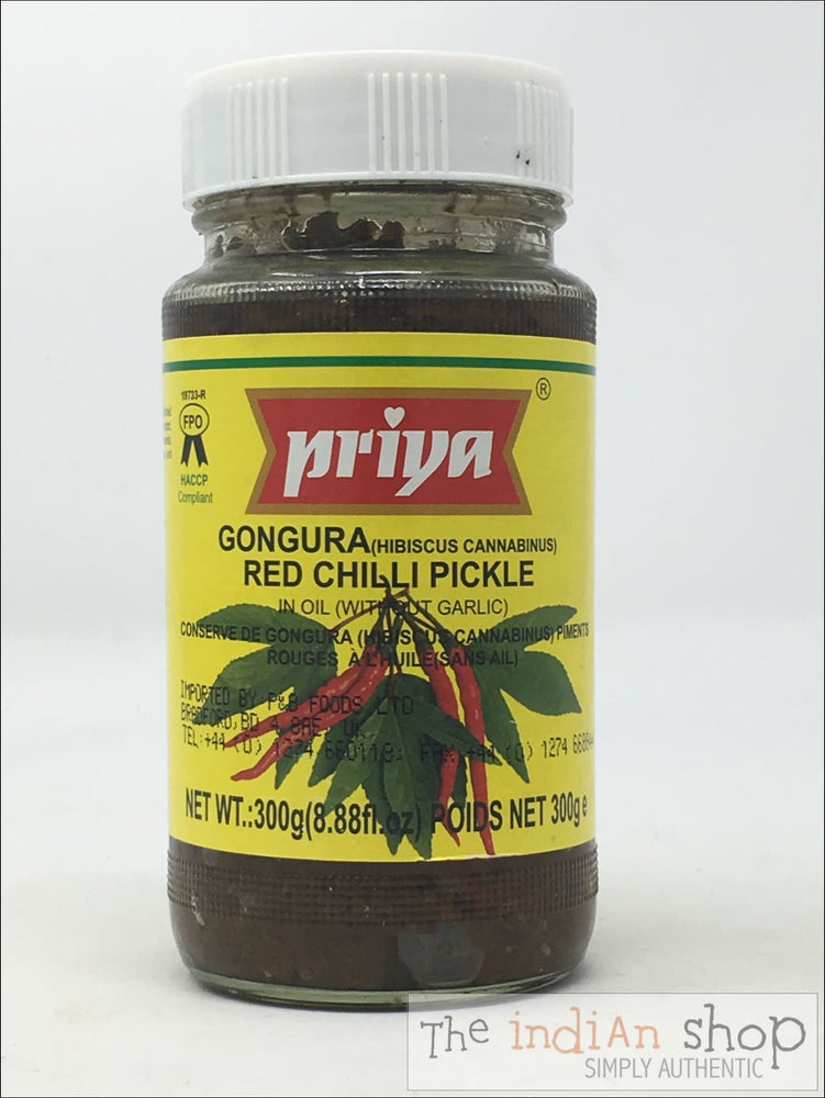 Priya Gongura Red Chilli Pickle - 300 g - Pickle