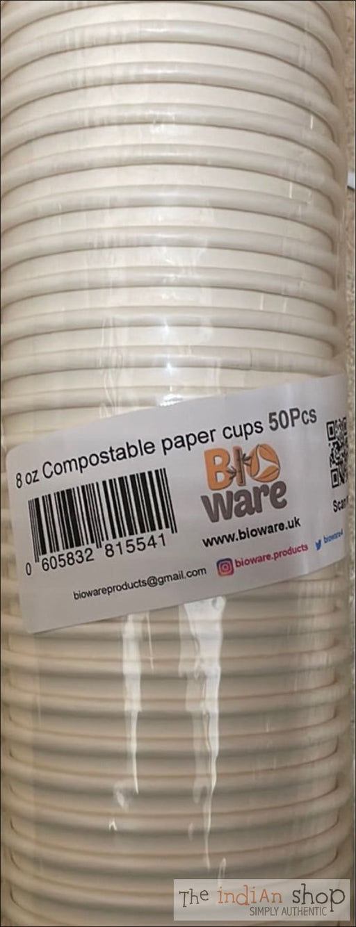 Bioware 8oz compostable paper cups - 50 cups - Other interesting things
