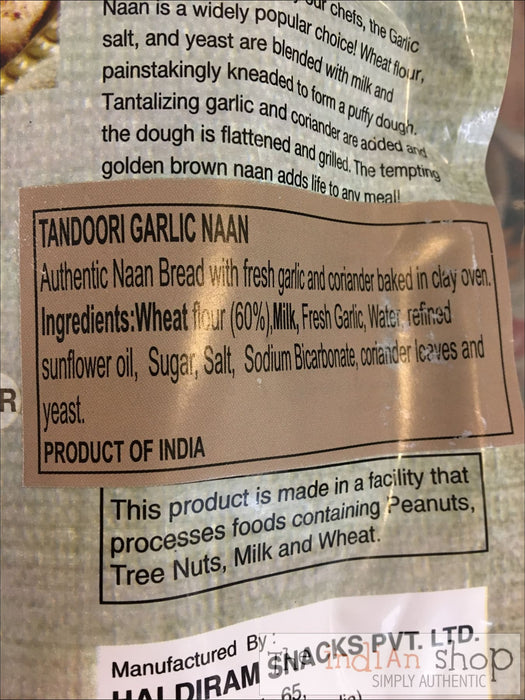 Haldiram Tandoori Garlic Naan - Frozen Indian Breads