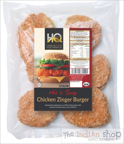 HQ Hot N Spicy Chicken Zinger Burger - 700 g - Frozen Non Vegetarian Food