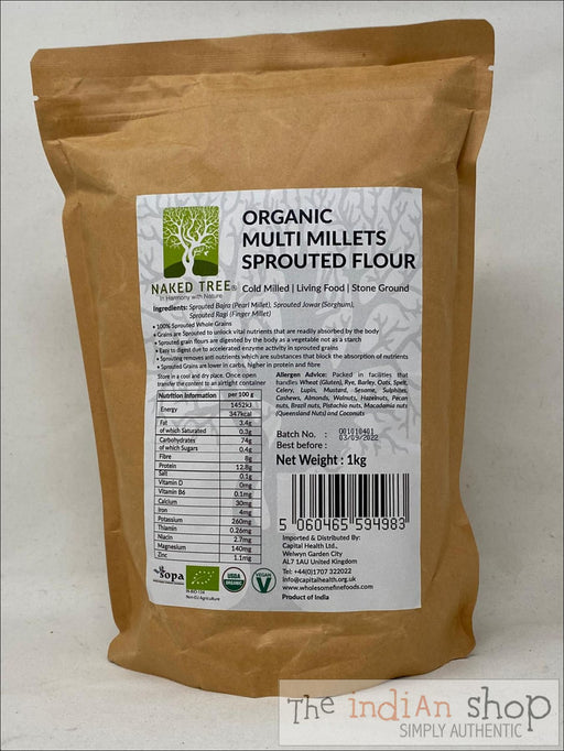 Naked Tree Organic Sprouted Multi-Millet Flour - 1 Kg - Organic And Free From Range