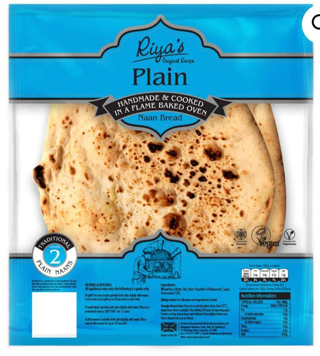 Riya’s Plain Naan - 400g (2 pieces) - Non Frozen Chapathis/Rotis