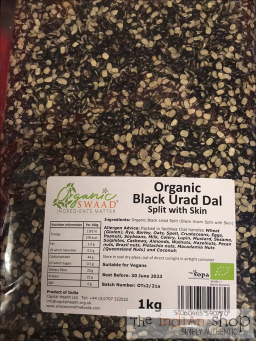 Organic Swaad Black Gram (Urad) Split with skin - 1 Kg - Lentils