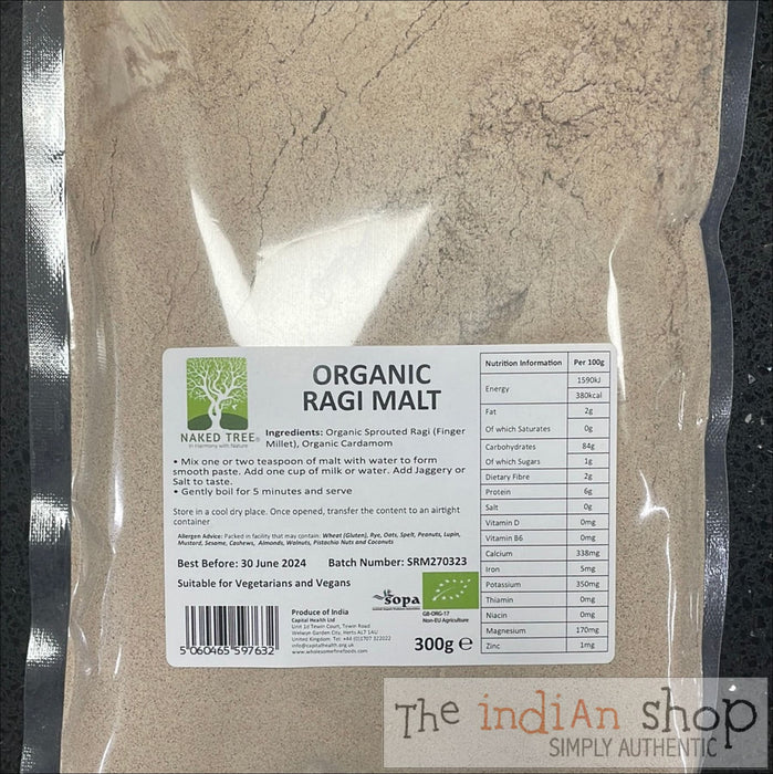 Naked Tree Organic Sprouted Ragi Malt - 300 g - Organic And Free From Range