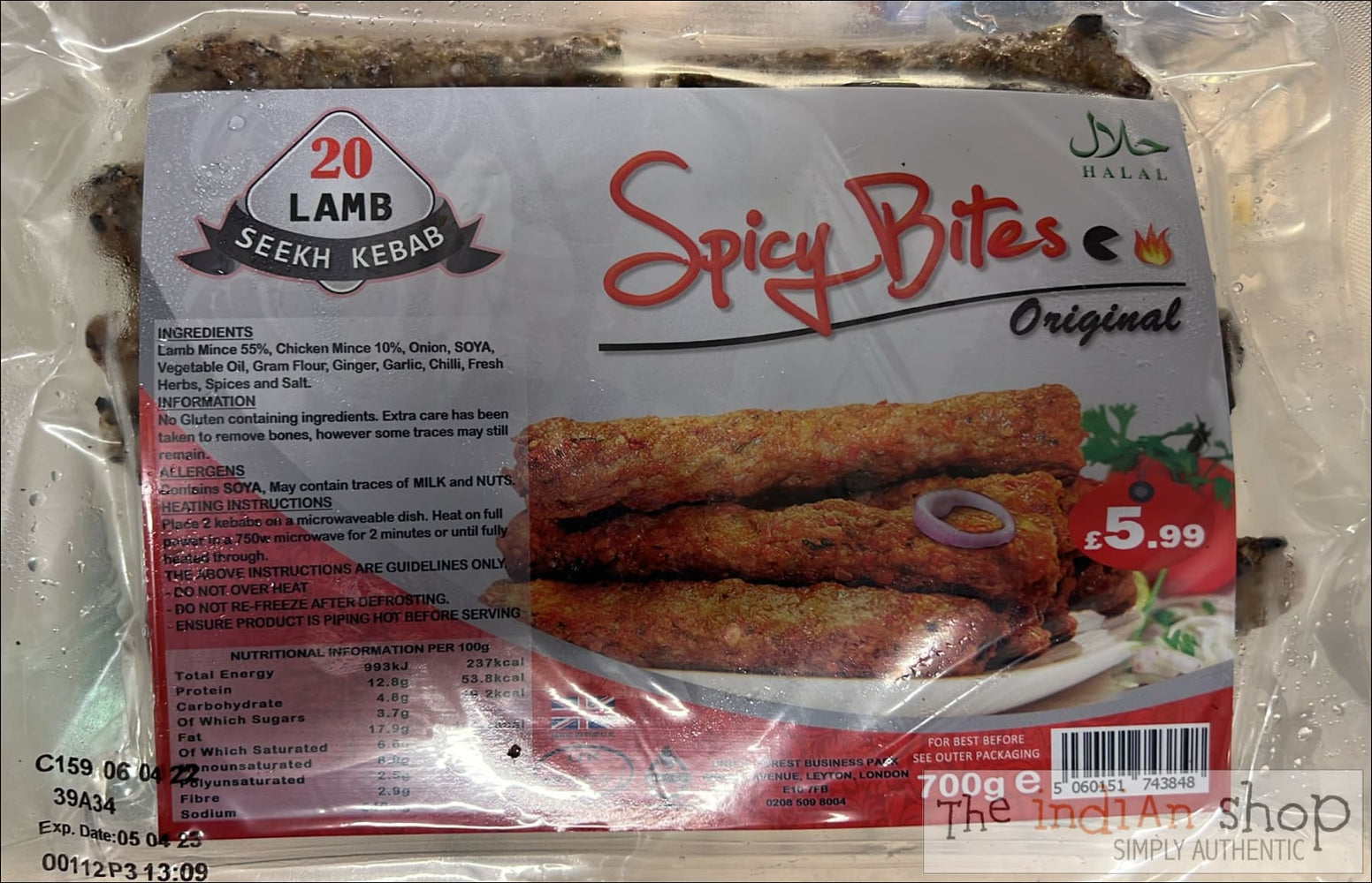Lala’s Frozen Spicy Bites Lamb Kebabs - 700 g - Frozen Non Vegetarian Food