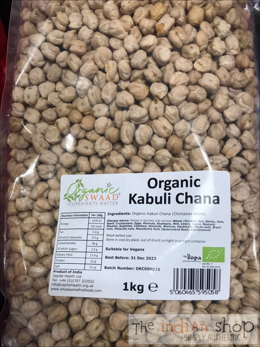 Organic Swaad White Chick Peas (Kabuli Chana) - 1 Kg - Lentils