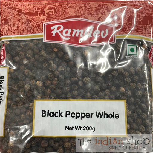 Ramdev Black Pepper Whole - 200 g - Spices
