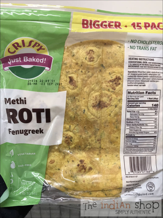 Crispy Methi Roti - 750 g - Non Frozen Chapathis/Rotis