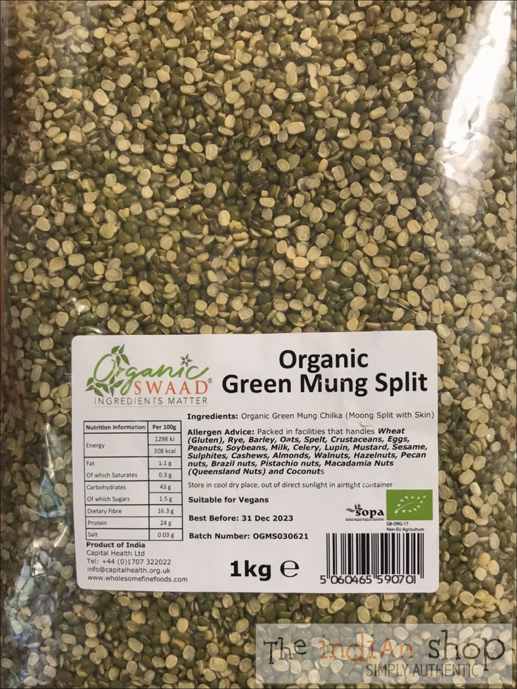 Organic Swaad Mung (Moong) Split with skin - 1 Kg - Lentils